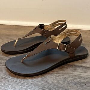 Olukai Women's sz 9 'Eheu Thong Kona Coffee EUC